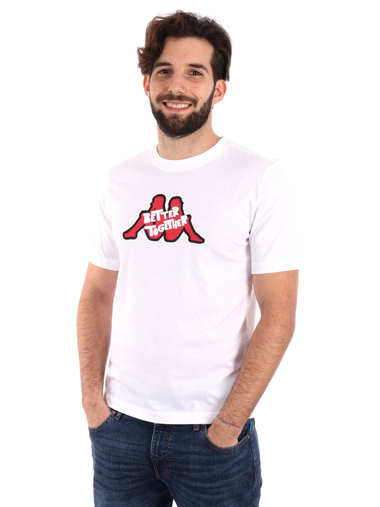 T-SHIRT LOGO GETTO KAPPA UOMO BIANCO