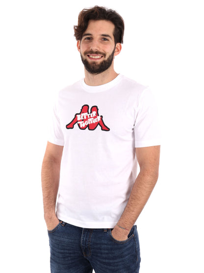T-SHIRT LOGO GETTO KAPPA UOMO BIANCO