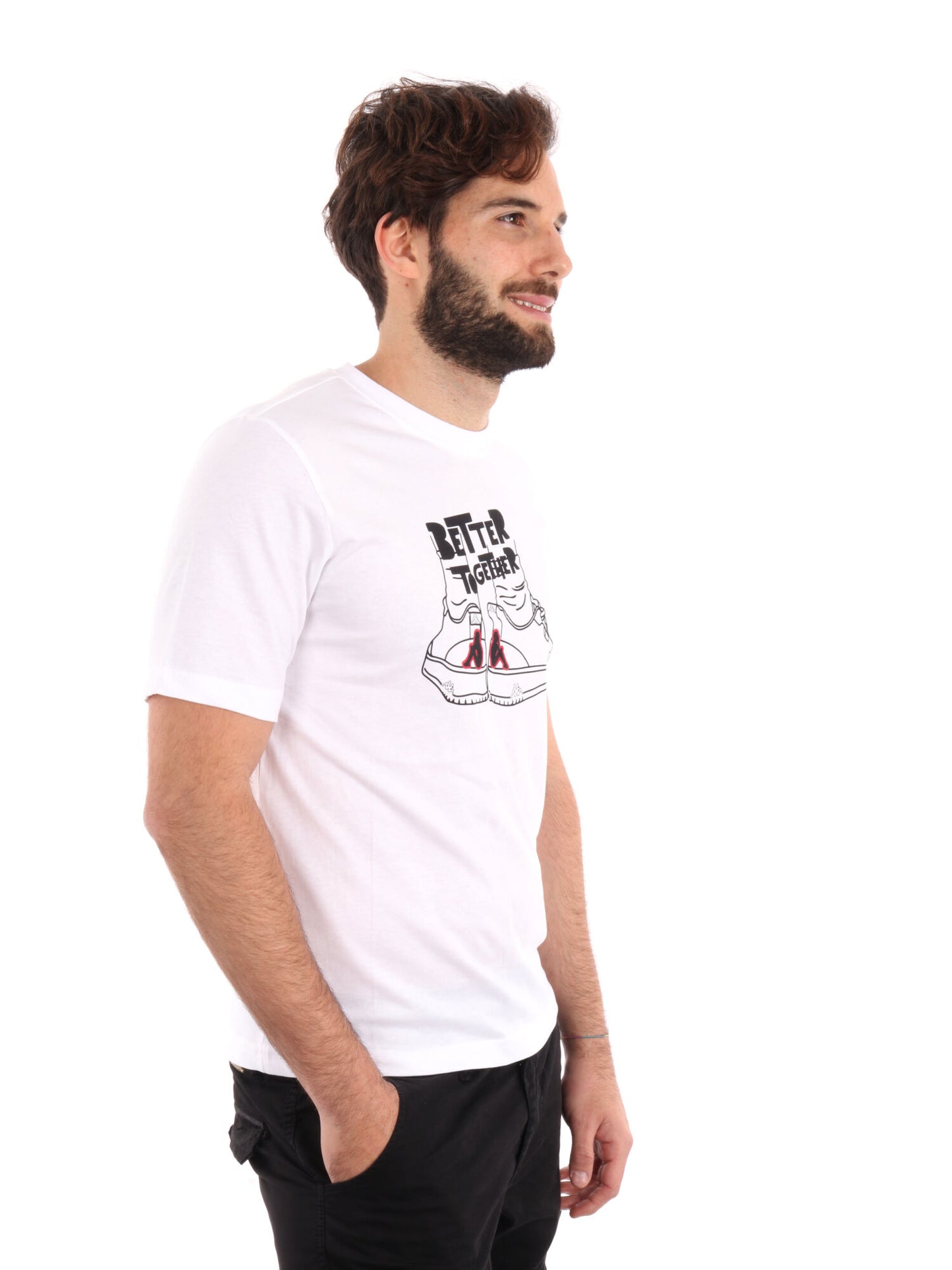 T-SHIRT LOGO GLABU KAPPA UOMO BIANCO