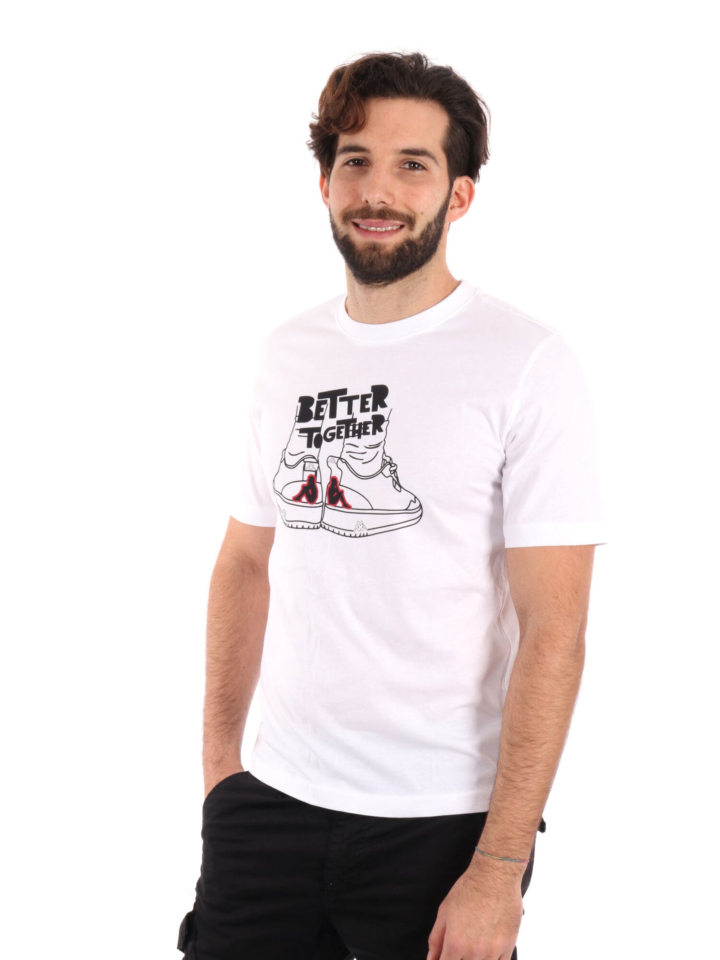 T-SHIRT LOGO GLABU KAPPA UOMO BIANCO