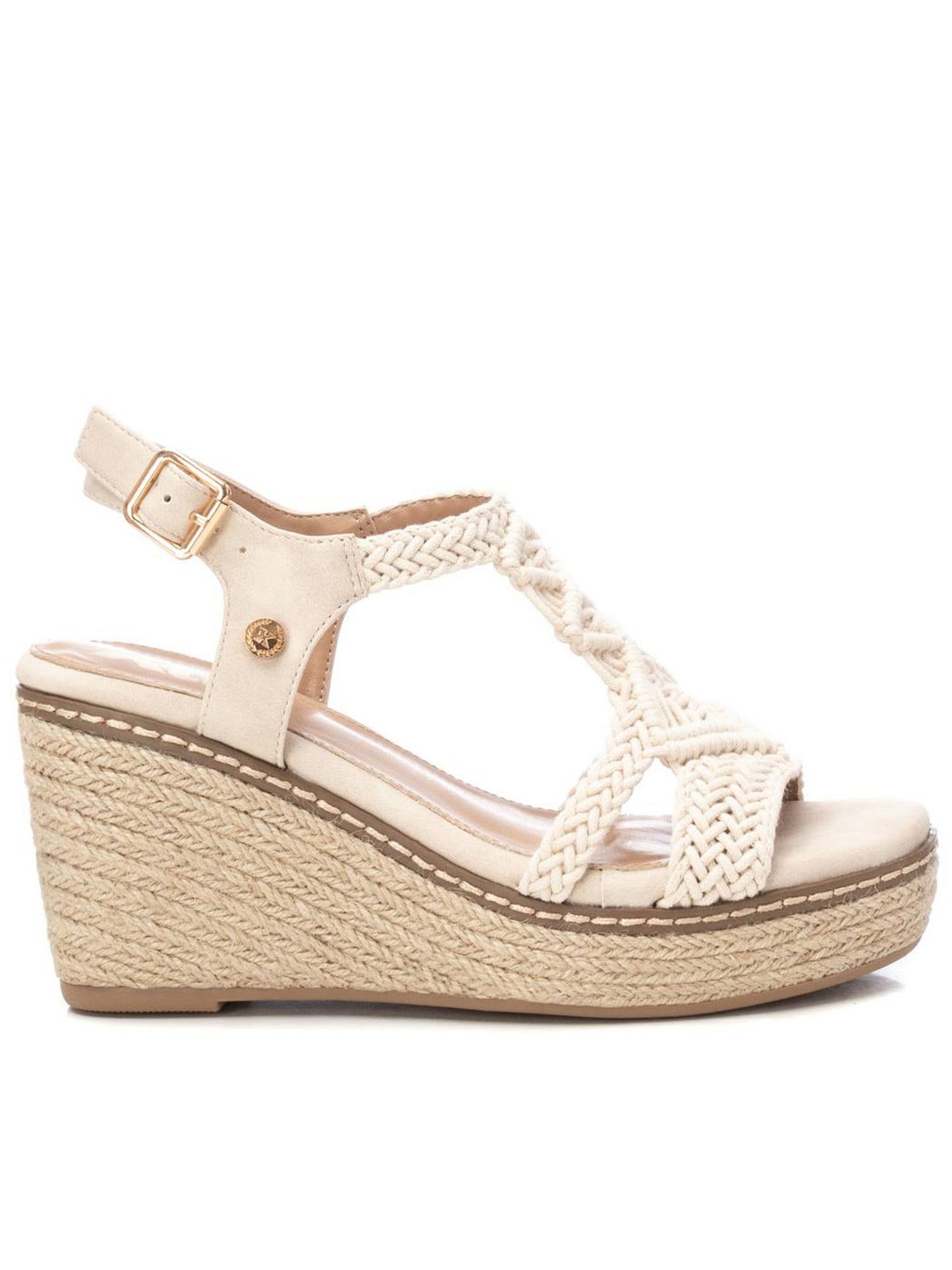Sandali XTI Campesina donna con zeppa in juta color bianco ice