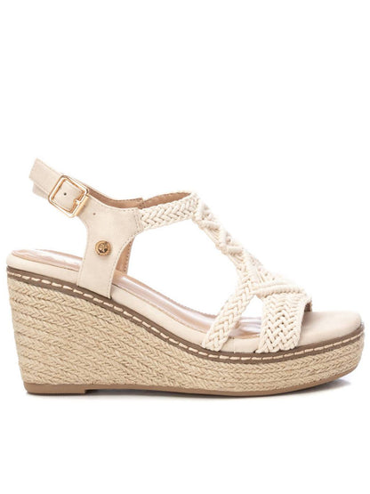 Sandali XTI Campesina donna con zeppa in juta color bianco ice