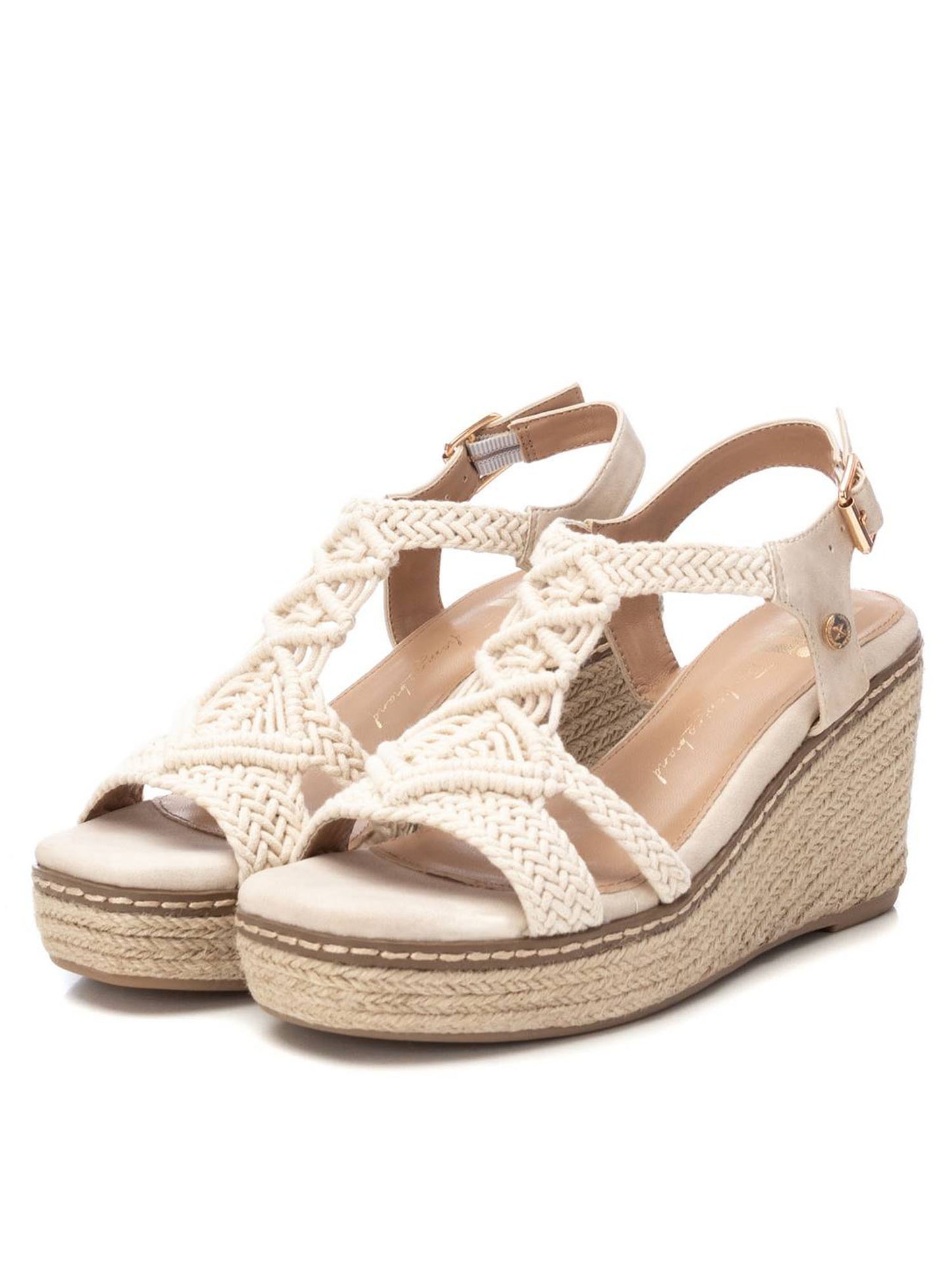 Sandali XTI Campesina donna con zeppa in juta color bianco ice