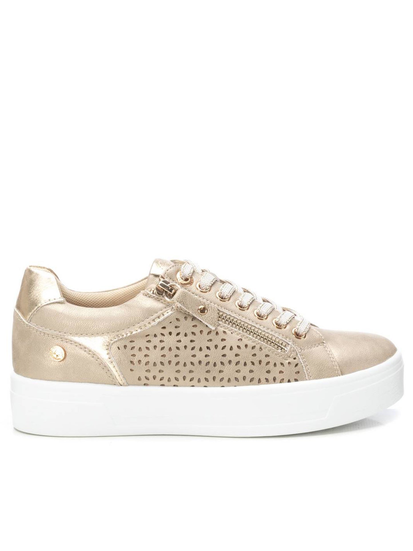Sneakers Xti platform oro da donna con chiusura a lacci e zip