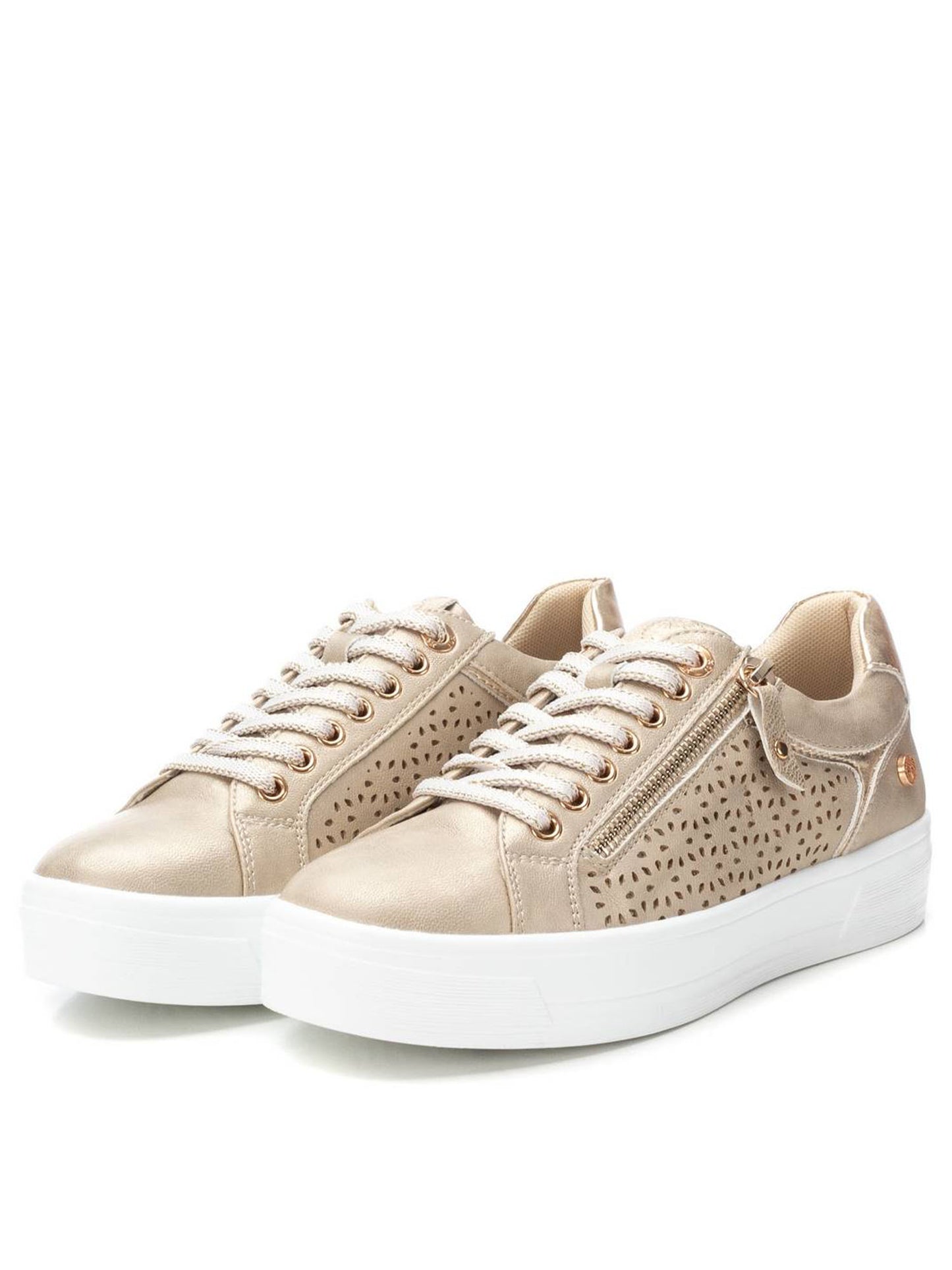 Sneakers Xti platform oro da donna con chiusura a lacci e zip