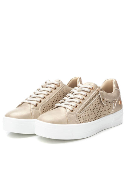 Sneakers Xti platform oro da donna con chiusura a lacci e zip