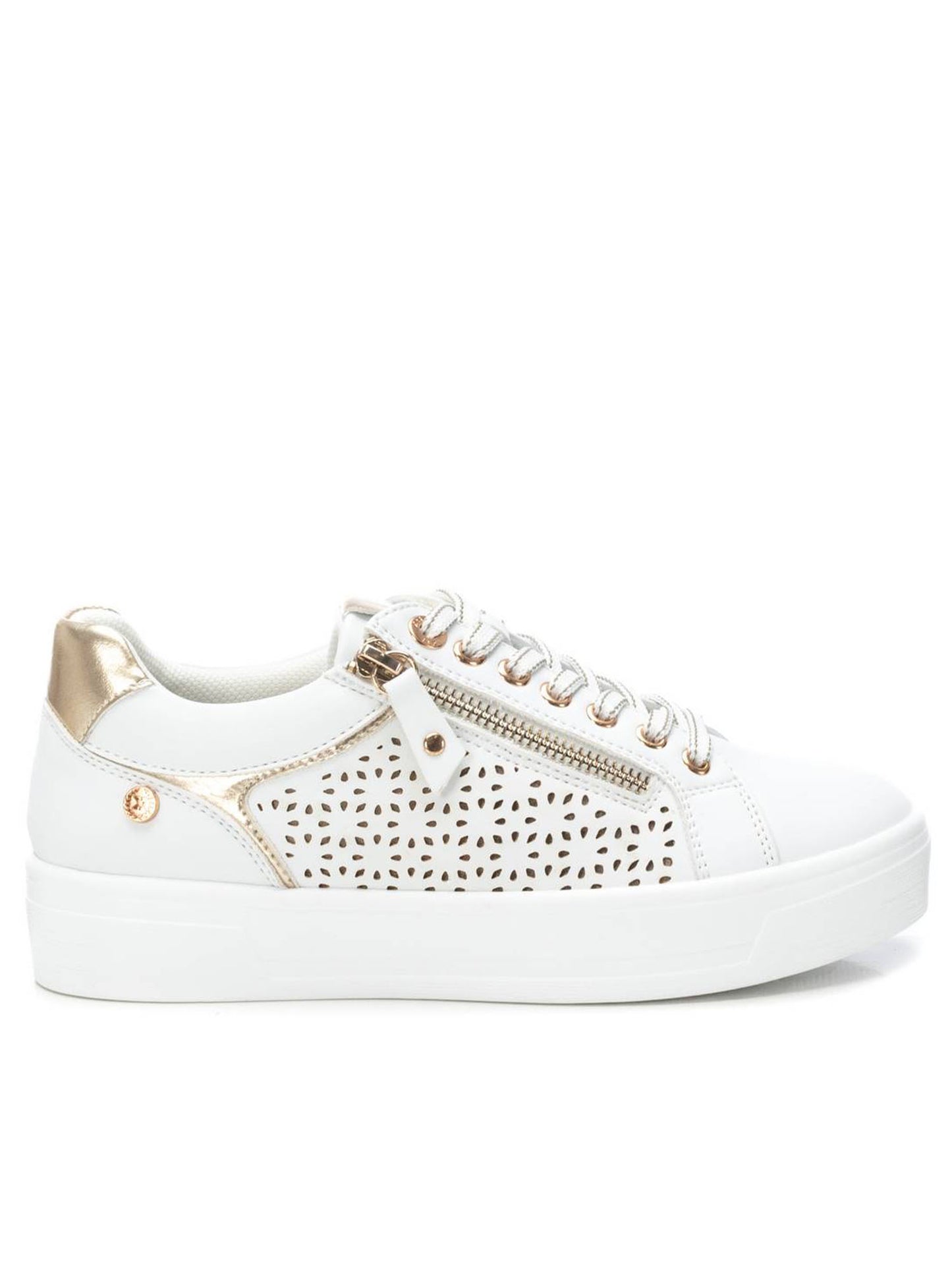 Xti sneakers da donna con platform e zip laterale in bianco