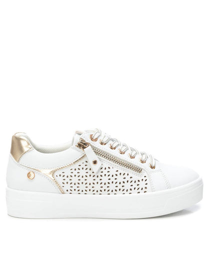 Xti sneakers da donna con platform e zip laterale in bianco