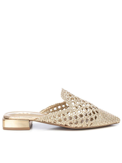 Sandali sabot intrecciati Xti oro per donna, eleganti e comodi