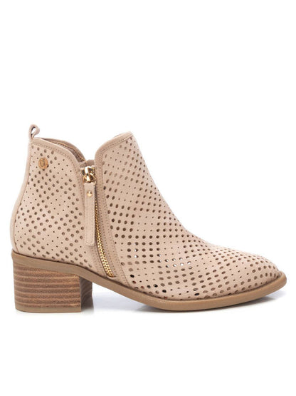 Xti stivaletti da donna adulto beige con tacco medio e zip laterale