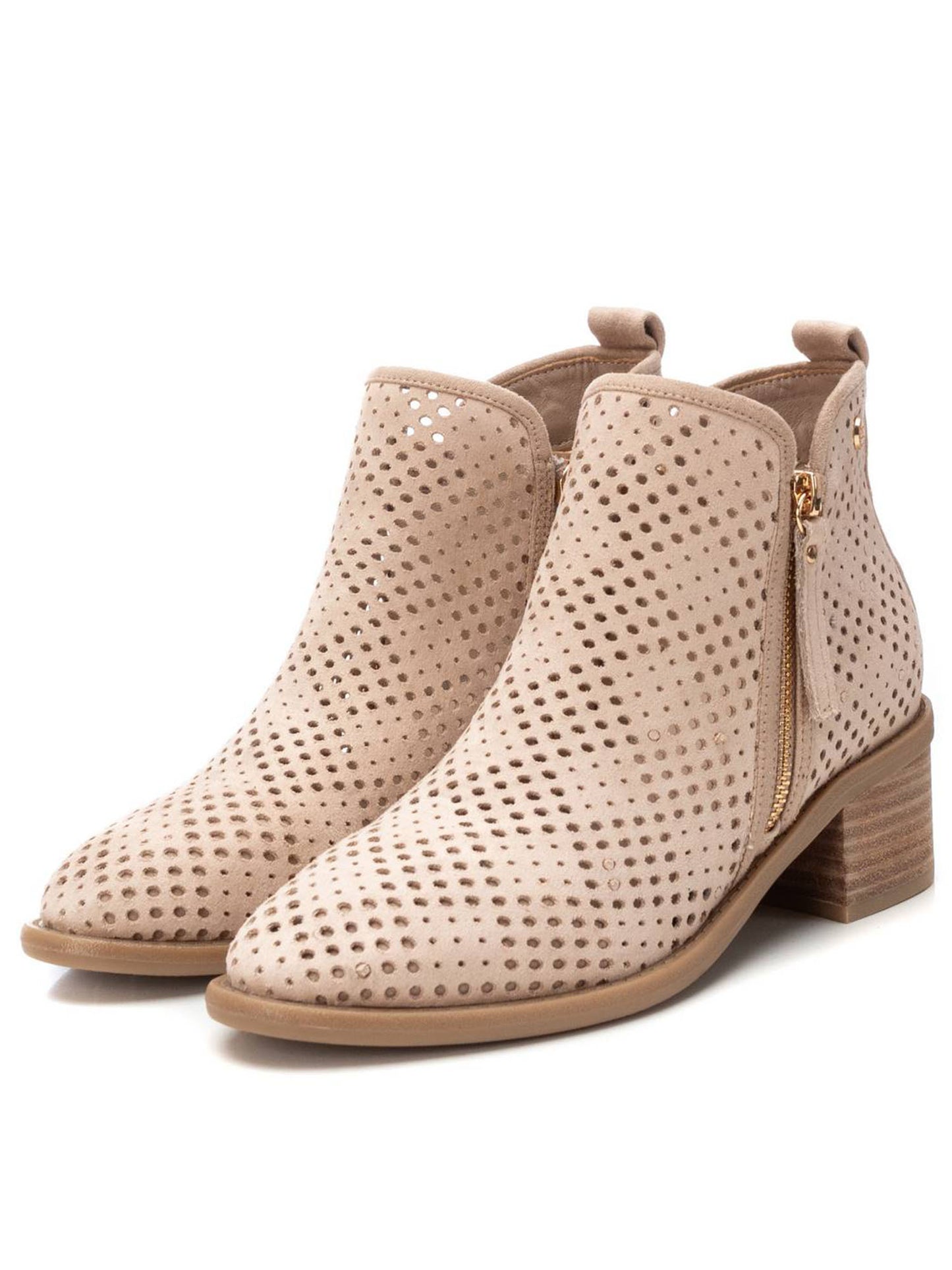 Xti stivaletti da donna adulto beige con tacco medio e zip laterale