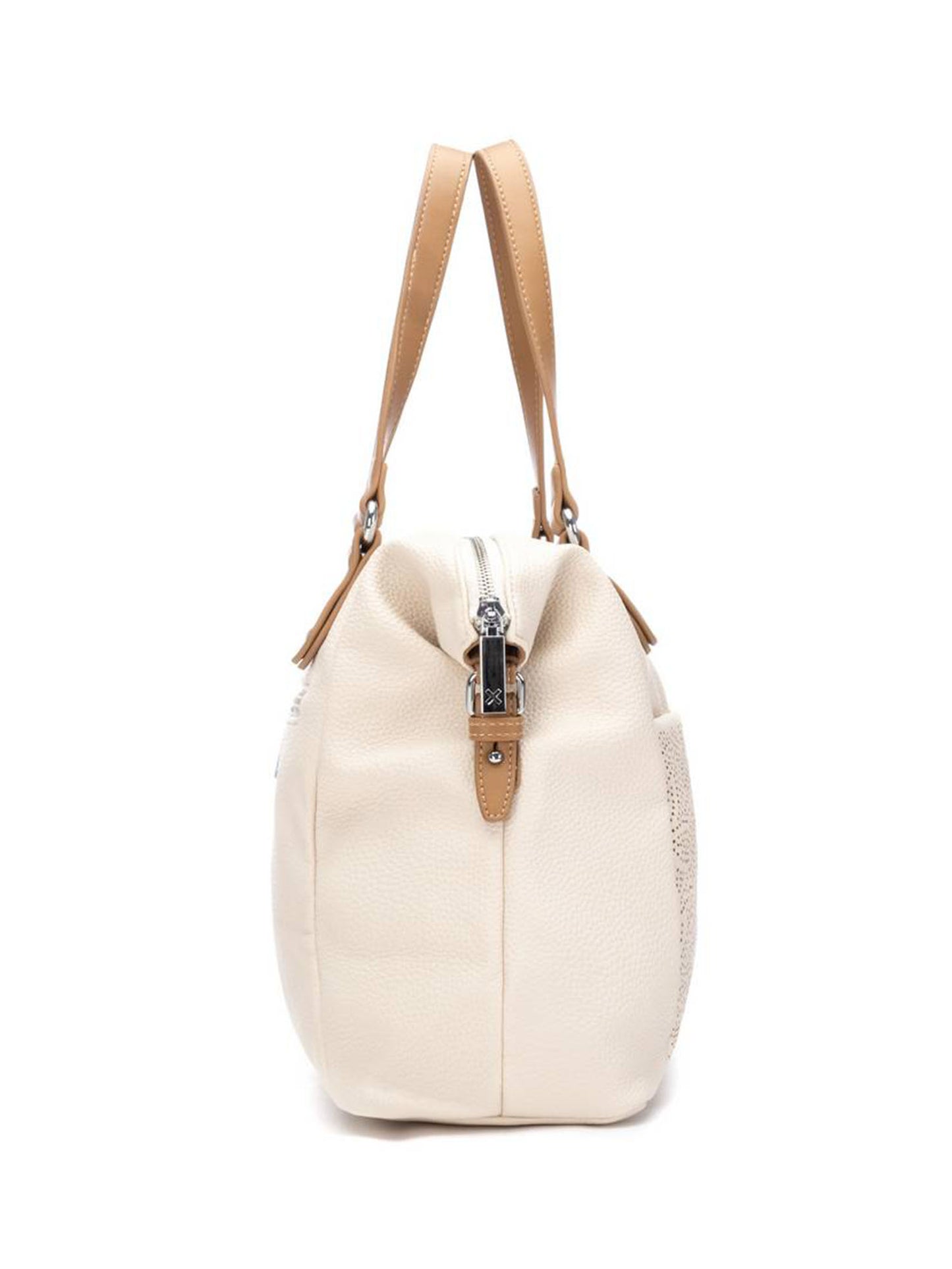 Borsa a spalla Xti beige in similpelle con chiusura a zip