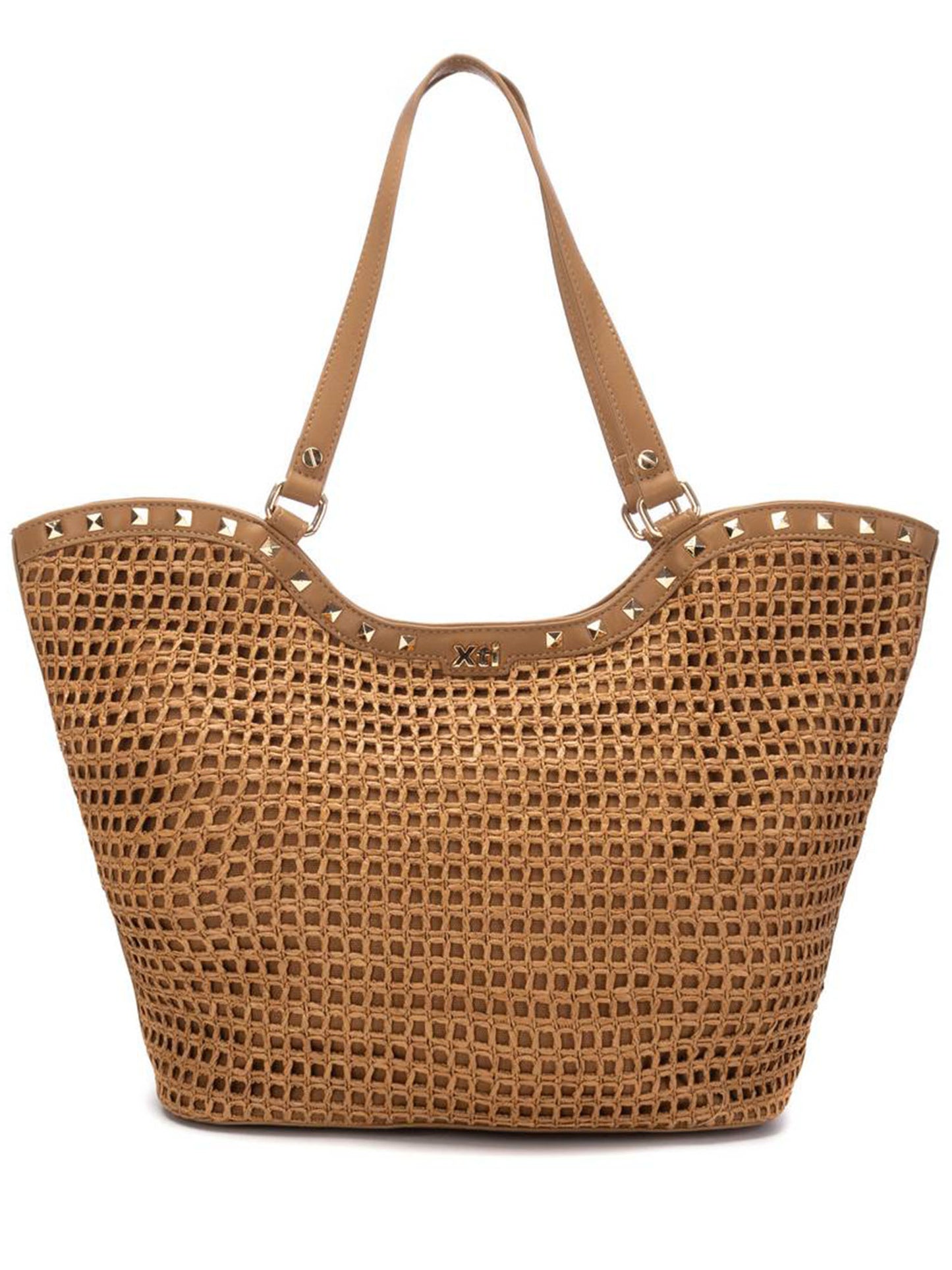 Xti borsa a spalla beige effetto rafia da donna adulto