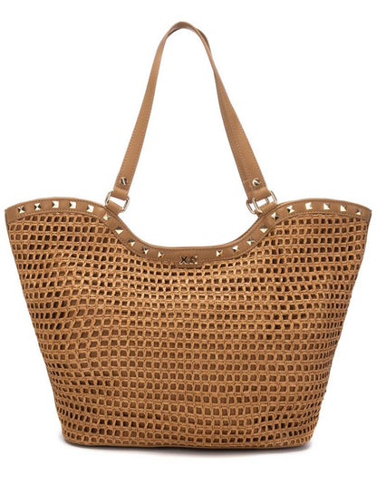 Xti borsa a spalla beige effetto rafia da donna adulto