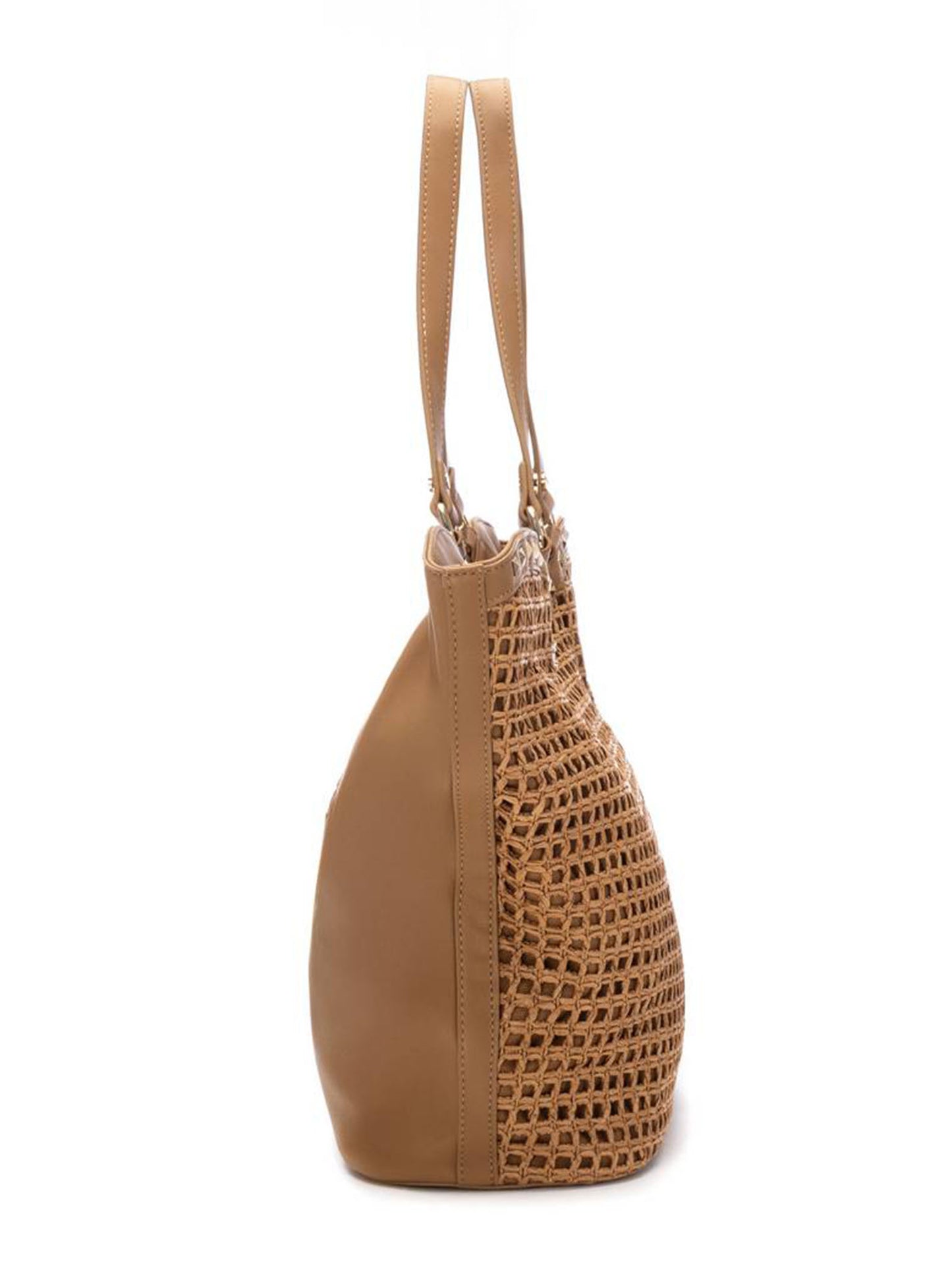 Xti borsa a spalla beige effetto rafia da donna adulto