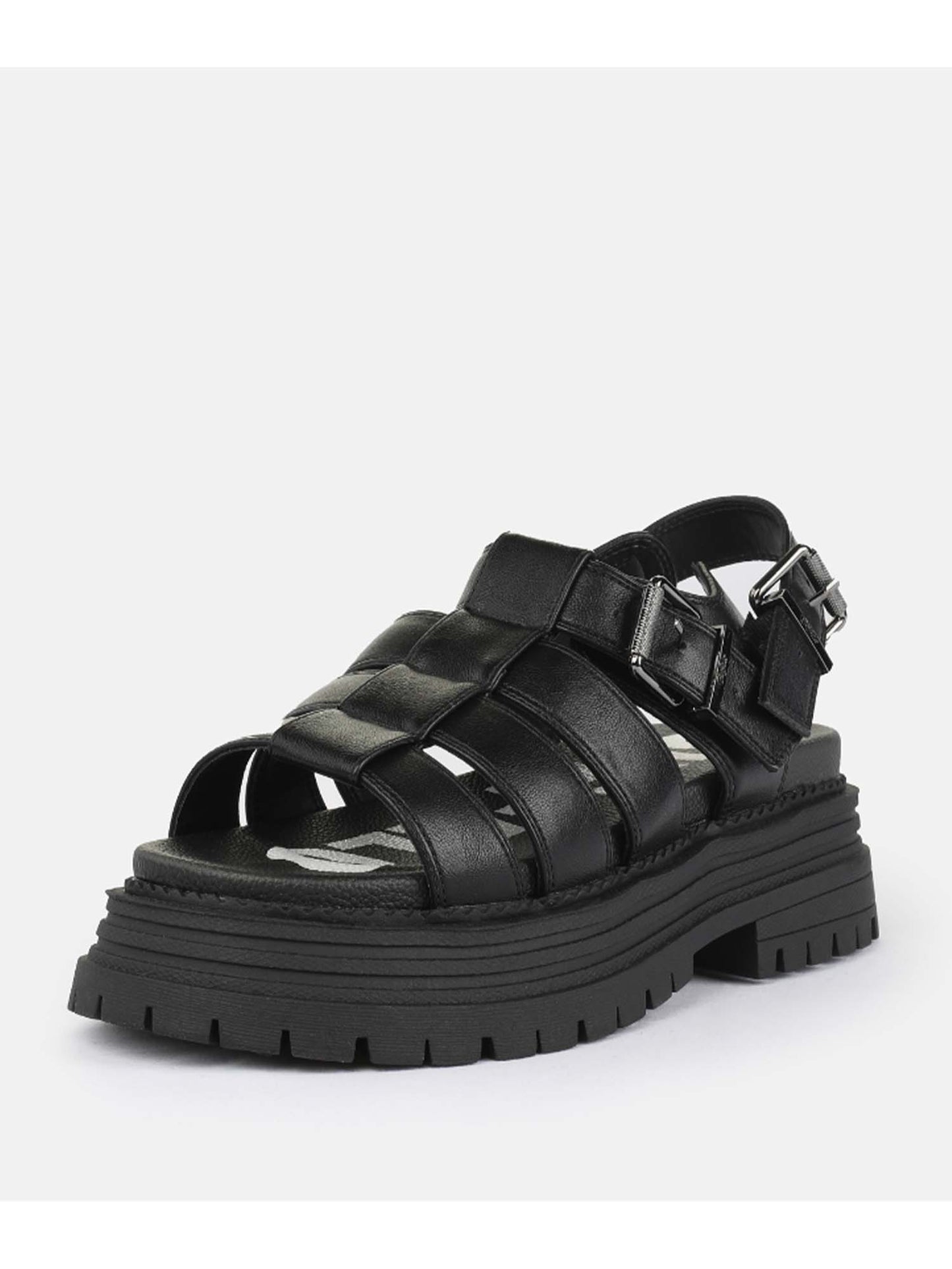 Buffalo Lennox Fisher, sandali donna neri in nappa vegana