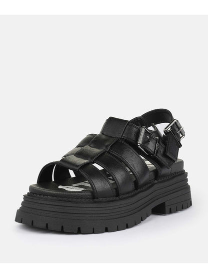 Buffalo Lennox Fisher, sandali donna neri in nappa vegana