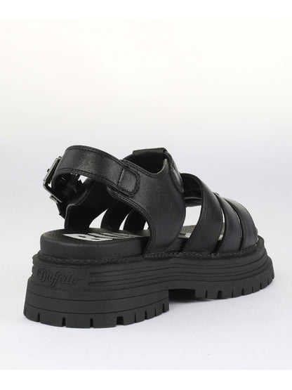 Buffalo Lennox Fisher, sandali donna neri in nappa vegana