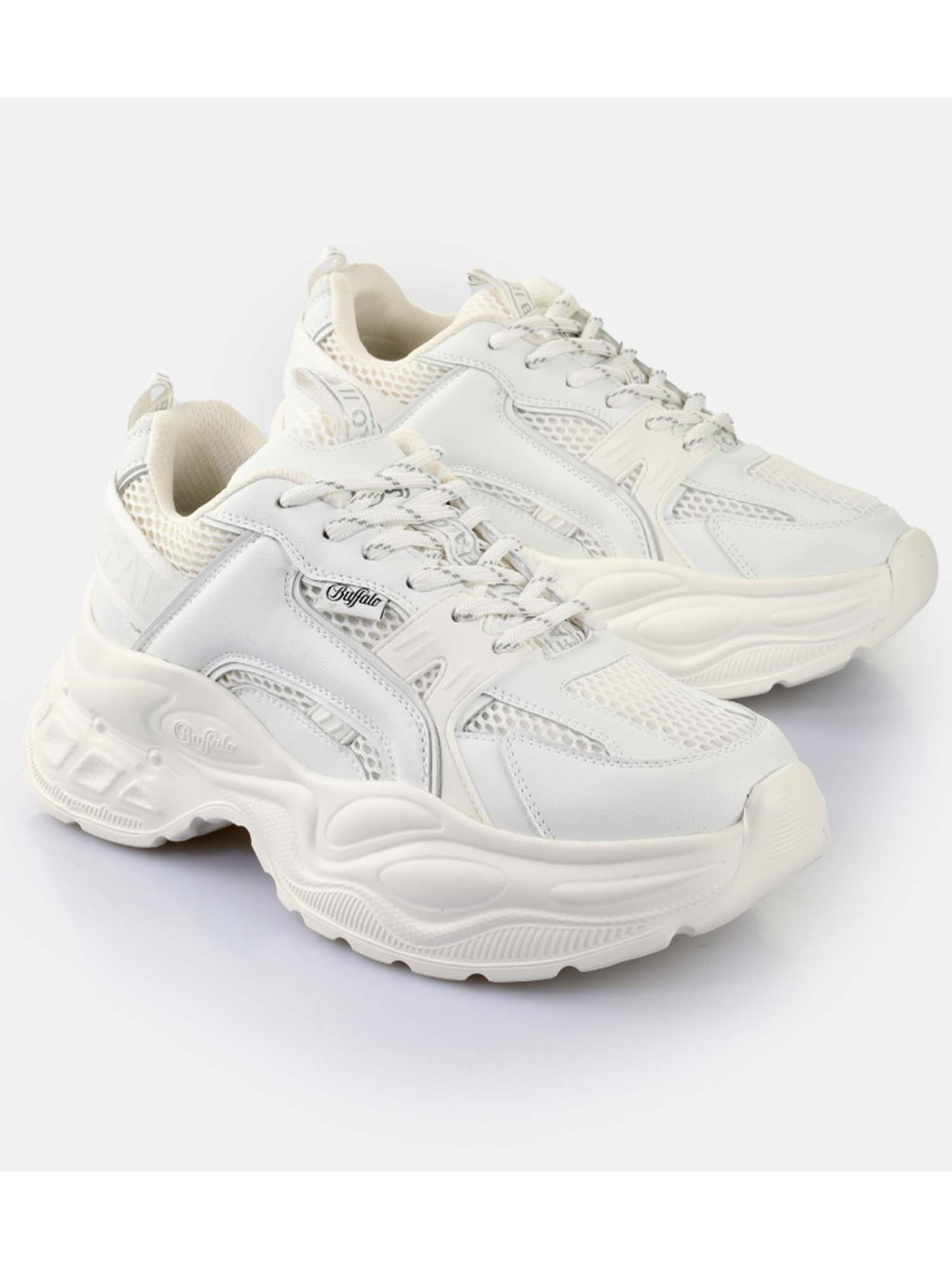 Buffalo Yuno, sneakers donna bianche dal design contemporaneo
