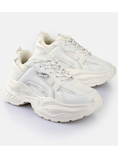 Buffalo Yuno, sneakers donna bianche dal design contemporaneo