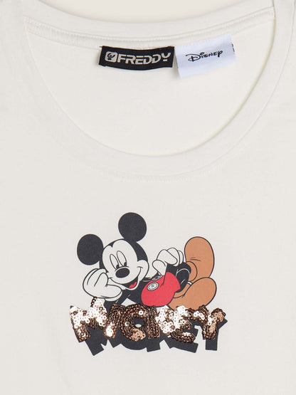 T-SHIRT CROP MICKEY MOUSE FREDDY DA DONNA BIANCO