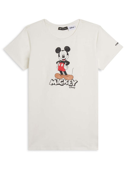 T-SHIRT CON STAMPA MICKEY MOUSE FREDDY DA DONNA BIANCO
