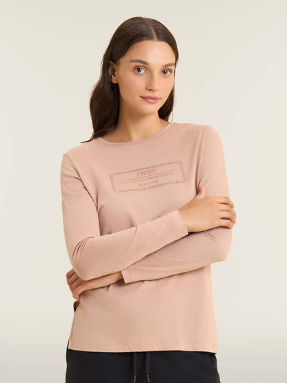 MAGLIA A MANICHE LUNGHE COLLEGE LUXE FREDDY DONNA BEIGE