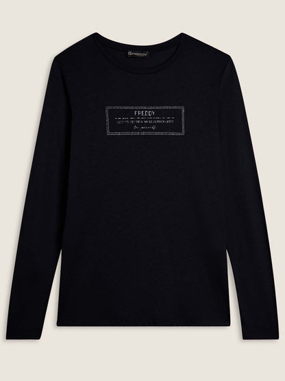 MAGLIA A MANICHE LUNGHE COLLEGE LUXE FREDDY DONNA NERO