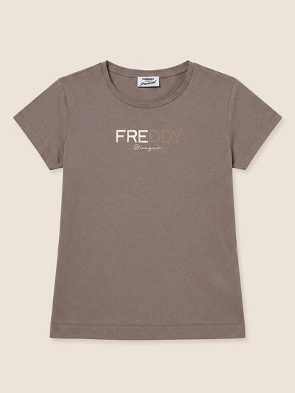 Freddy College Luxe, t-shirt maniche corte da donna marrone