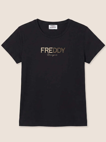Freddy College Luxe, t-shirt da donna nera