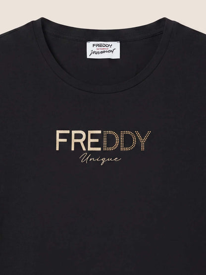 Freddy College Luxe, t-shirt da donna nera