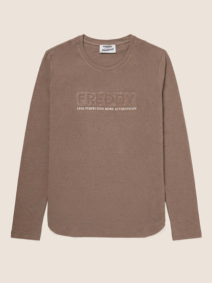 Freddy College Luxe, t-shirt maniche corte da donna marrone