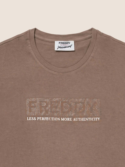 Freddy College Luxe, t-shirt maniche corte da donna marrone