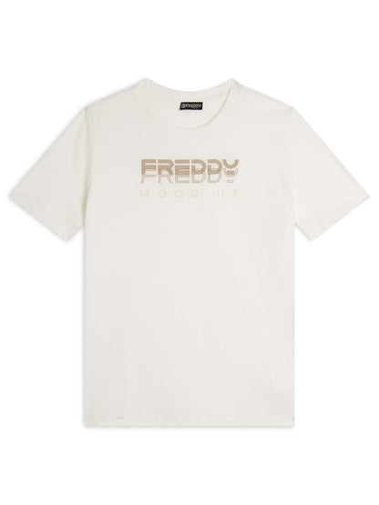 T-SHIRT CON STAMPA E STRASS FREDDY DONNA BIANCO