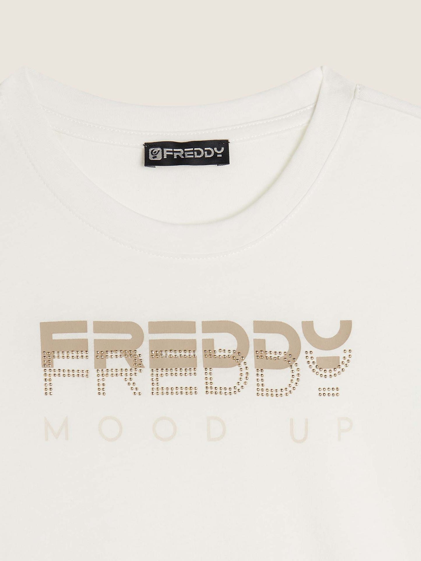T-SHIRT CON STAMPA E STRASS FREDDY DONNA BIANCO