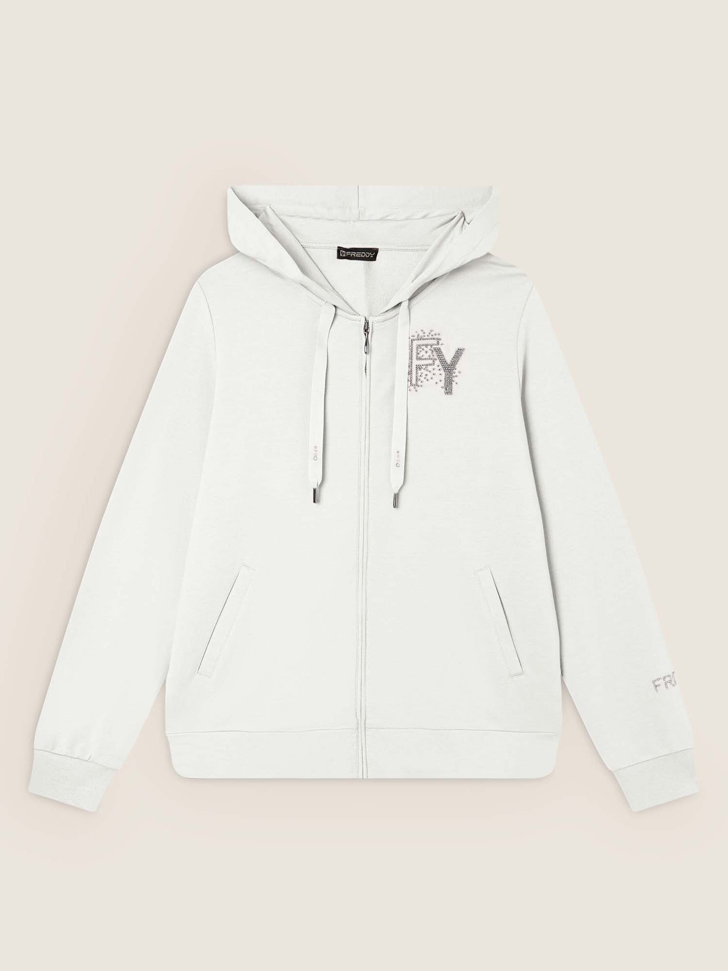 FELPA CON CAPPUCCIO E ZIP COLLEGE LUXE FREDDY DONNA BIANCO