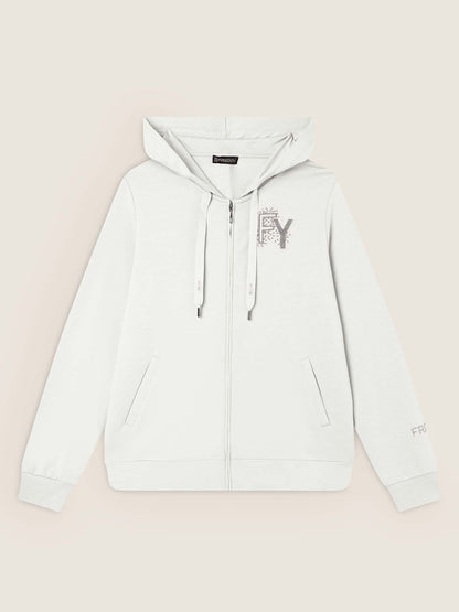 FELPA CON CAPPUCCIO E ZIP COLLEGE LUXE FREDDY DONNA BIANCO