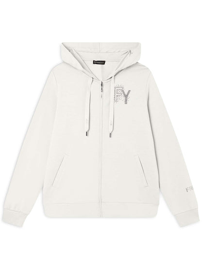 FELPA CON CAPPUCCIO E ZIP COLLEGE LUXE FREDDY DONNA BIANCO