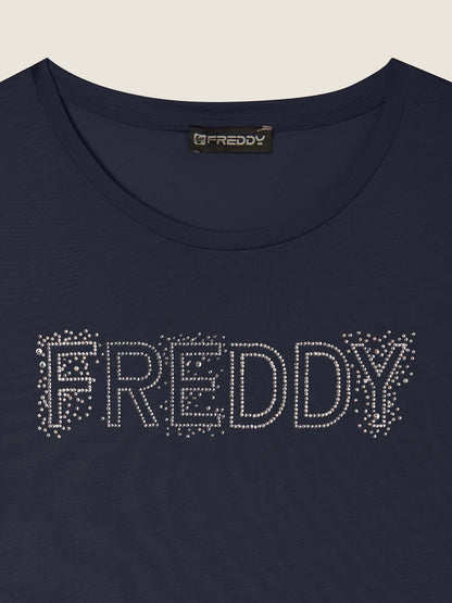 T-SHIRT COLLEGE LUXE FREDDY DONNA BLU