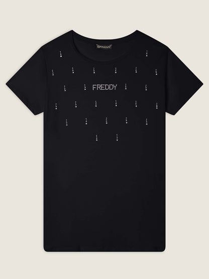 T-SHIRT COLLEGE LUXE FREDDY DONNA NERO
