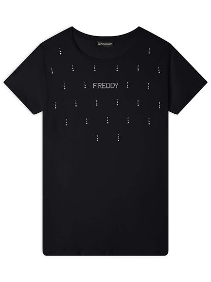 T-SHIRT COLLEGE LUXE FREDDY DONNA NERO