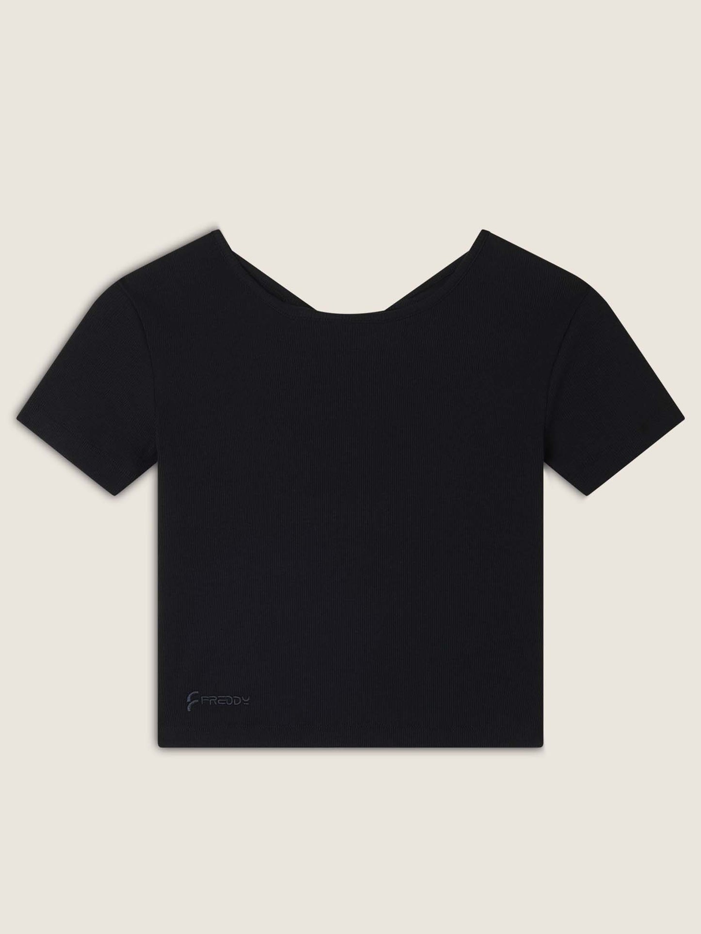 T-SHIRT CROP CON APERTURA SULLA SCHIENA FREDDY DA RAGAZZA NERO