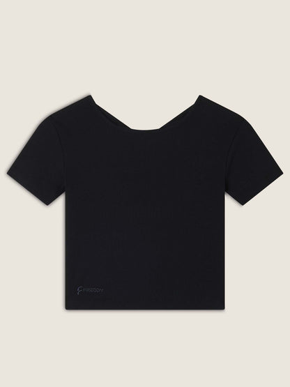 T-SHIRT CROP CON APERTURA SULLA SCHIENA FREDDY DA RAGAZZA NERO
