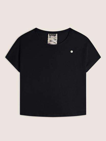 T-SHIRT MANICHE A KIMONO FREDDY DA DONNA NERO-BIANCO