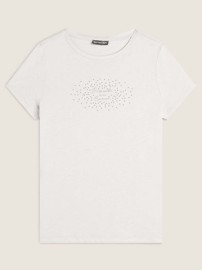 T-SHIRT CON STAMPA E STRASS FREDDY DONNA PANNA