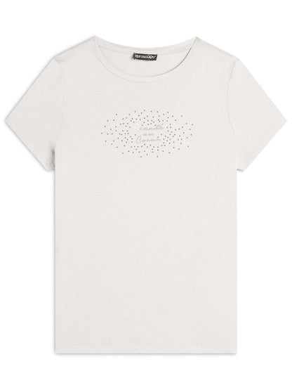 T-SHIRT CON STAMPA E STRASS FREDDY DONNA PANNA
