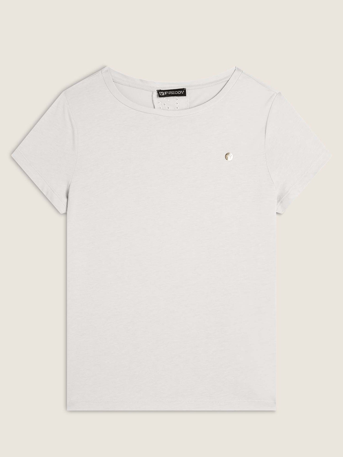 T-SHIRT CON DETTAGLIO IN SANGALLO FREDDY DA DONNA PANNA