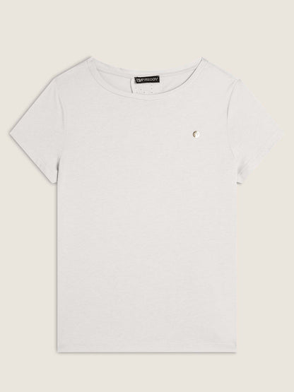 T-SHIRT CON DETTAGLIO IN SANGALLO FREDDY DA DONNA PANNA