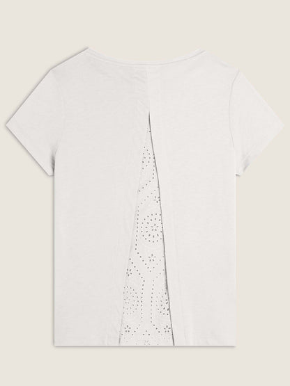 T-SHIRT CON DETTAGLIO IN SANGALLO FREDDY DA DONNA PANNA