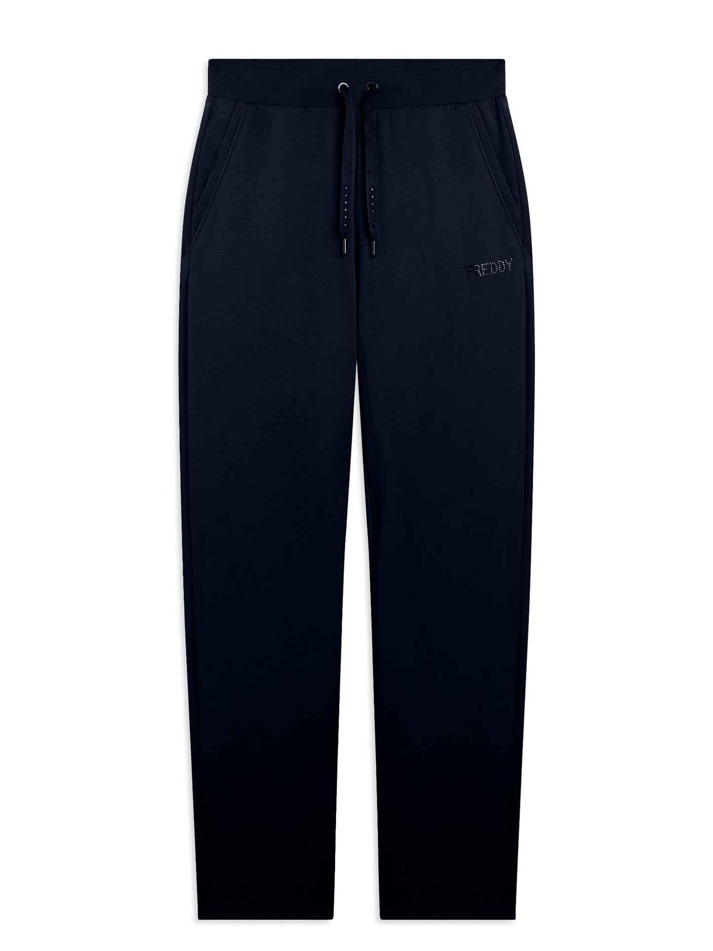 Pantaloni jogger donna Freddy College Luxe blu con strass